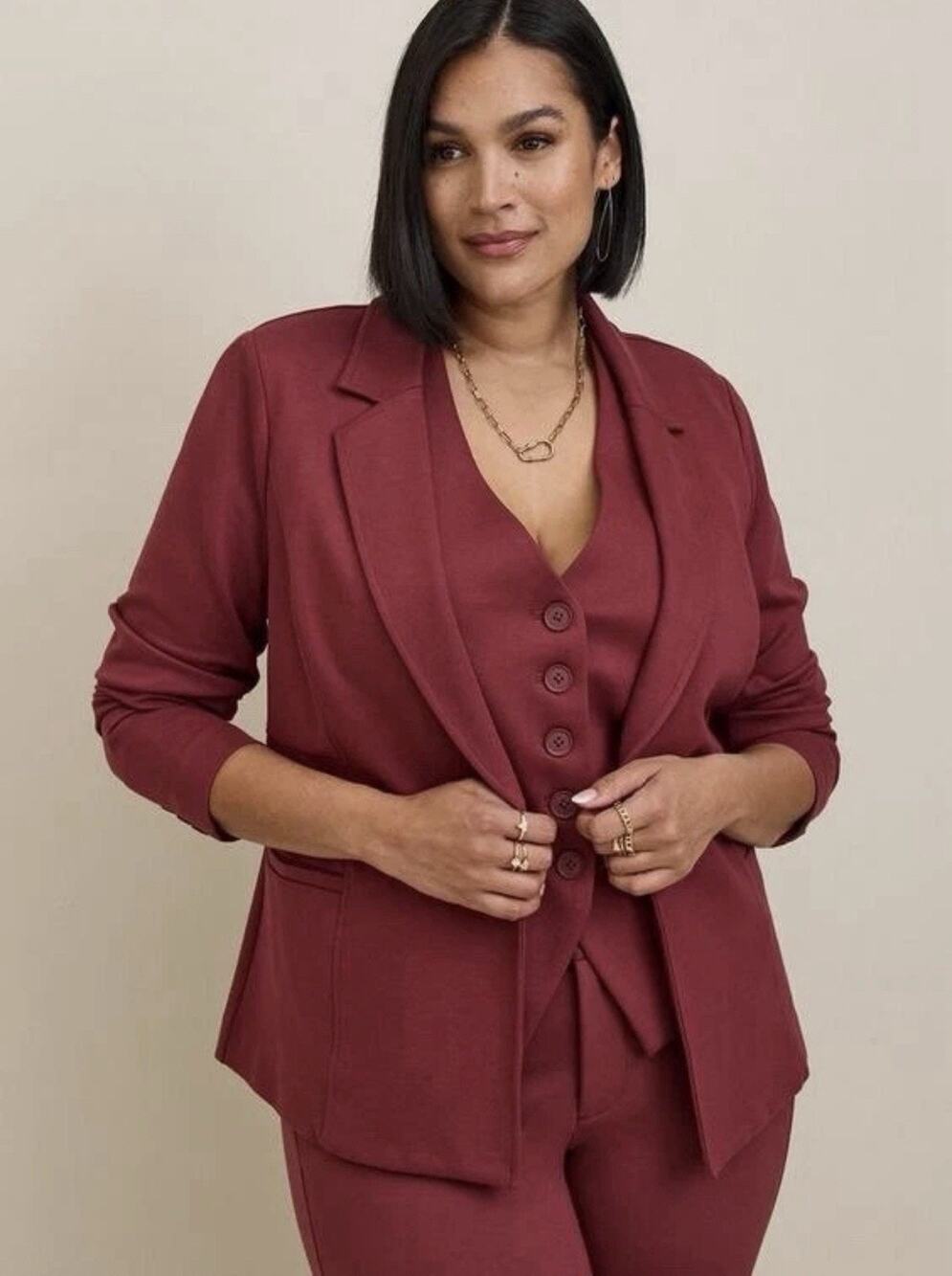 Torrid 5X Ponte Knit Blazer Jacket Brick Red One Button Career Office NEW